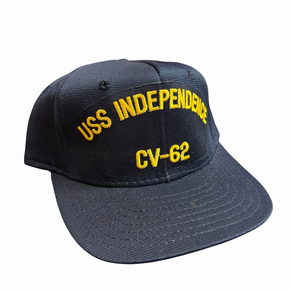 Vintage USS Independence CV-62 Snapback Hat Navy Blue Aircraft Carrier USA
